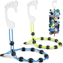 2 stuks - Sokken Hanger - Hangzak sokken opbergen - Hangende opberger - organizer - Ruimtebesparend Ontwerp - Droogrek - 70cm - blauw&groen - ABS + polyester — thumbnail 3