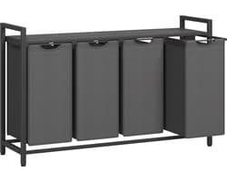 ACAZA Wasmand - Wassorteerder - 4 Vakken - 160 L - 116 x 72 x 33 cm - Zwart en Grijs — afbeelding 1