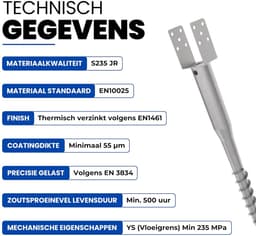 Grondanker U Vorm - Schroefpaal Houder - Stevig Bevestigen - Geen Beton Nodig - 46x650 mm - Thermisch Verzinkt — thumbnail 2