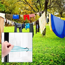 Waslijnen Set - Kleding Touw - Buiten Droge Kleding - Windproof Antislip - 2x 5 Meter - Blauw — thumbnail 3