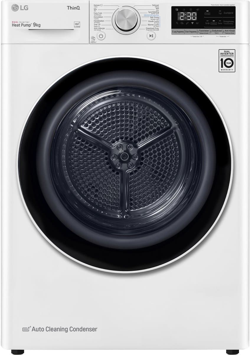 LG RH90V5AV6N 9 kg warmtepompdroger, wit | Eco Hybrid™ | Allergy Care™ | zelfreinigende condensor — afbeelding 1