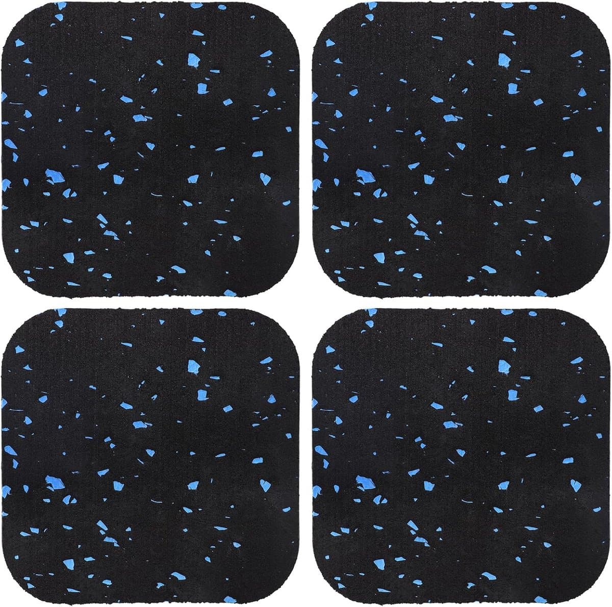 Schokabsorberende pads - 4 Stuks - Wasmachine trillingsdemper - Rubber + EPDM - Geluidsisolerende mat voor wasmachine - Geluidsisolatiemat - Antislip - Beschermende loopbandmat - Voor wasmachines en fitnessapparatuur - 10x10x1cm - Zwart/Blauw — afbeelding 1