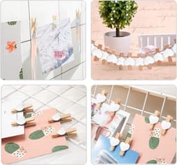 Mini Houten Wasknijpers met Jute Touw en Ophanghaken voor Foto's en Decoratie — thumbnail 2
