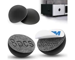 8x Zelfklevende Rubber Voetjes 30mm Zwart voor Luidsprekers, Elektronica & Meubels