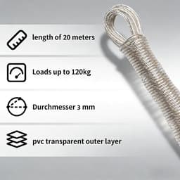 Waslijn 20 meter - Kledinglijn Buiten - Flexibel Drogend - Kunststof Gecoate Staalkern - 20 Meter Lang — thumbnail 2