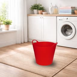 Flexibele emmer/wasmand/kuip - rood - 20 liter - Opbergmanden - Wasmanden - Flexibele emmers - 35 x 30 cm — thumbnail 2