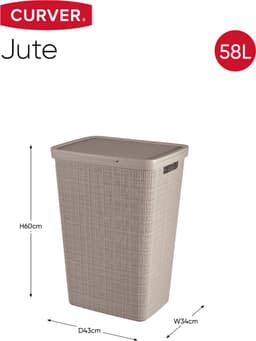 Curver Jute Wasmand met deksel 58L + Wasmand 46L - Taupe — thumbnail 2