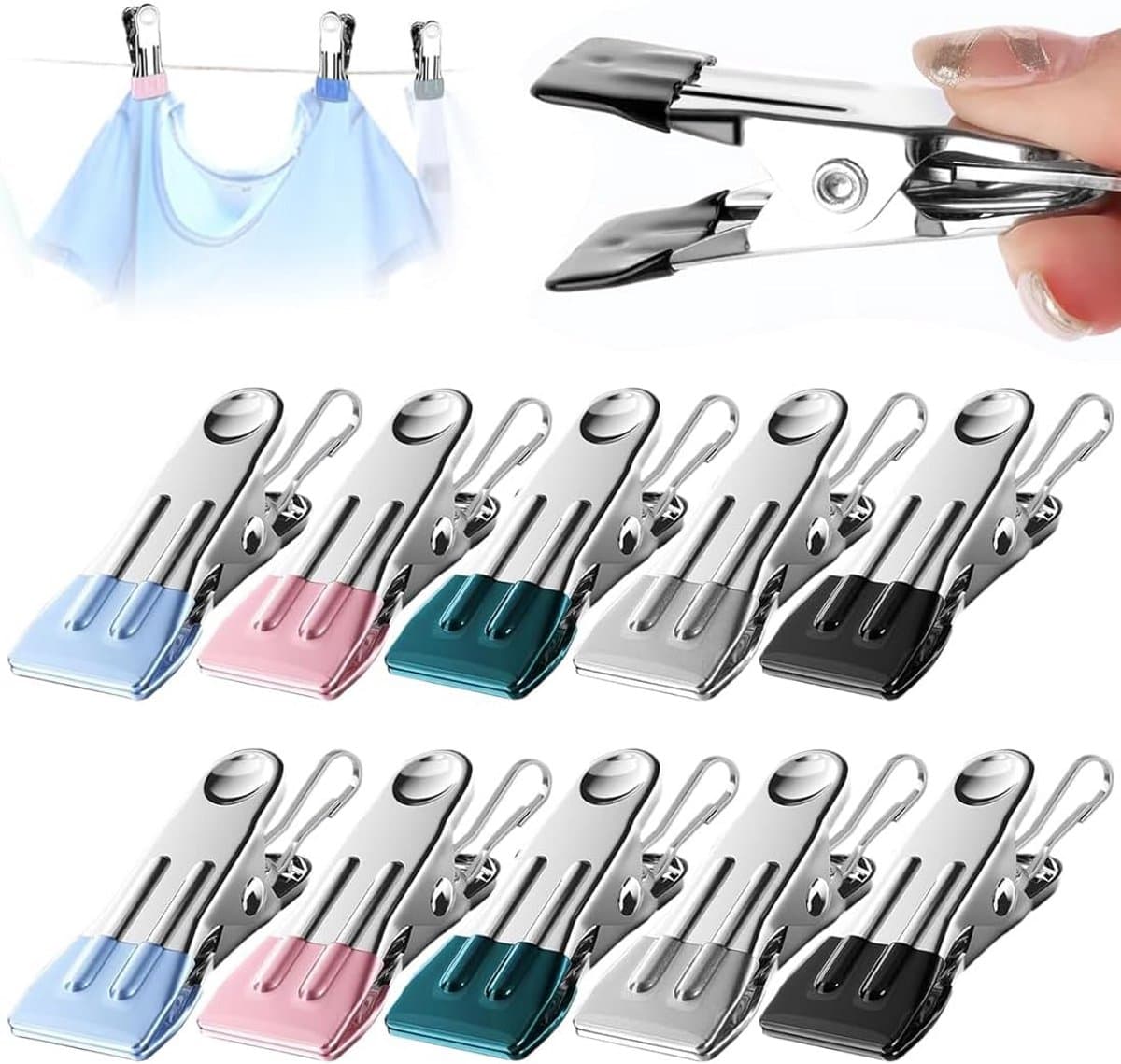 10 stuks roestvrijstalen kleerhangers en klemmen voor kleding en handwerk — afbeelding 1
