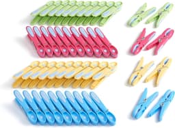 Premium wasknijpers in bloemdesign (48 stuks) - Blauw, Geel, Groen, Roze — thumbnail 1