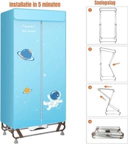 Florixa® Elektrisch Droogrek - Droogrek - Droogrek Elektrisch - 150cm Hoog - 1500W - Lichtblauw - 80cm x 46cm x 168cm — thumbnail 2