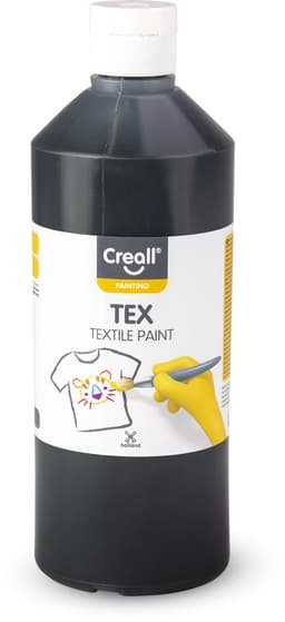 Creall Tex - Textiel- & Stoffenverf - Zwart - 500ml - Machine wasbaar na fixatie - Voor T-shirts, jeans, schoenen, stoffen tassen, meubels en auto-interieurs/hemelbekleding - Gemaakt in NL - Glutenvrij — thumbnail 1