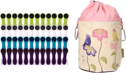 Softgrip Wasknijpers - Antislip Clips - Kleding Drogen - 48 Stuks Set - 70mm Lengte - Meerkleurig Vogelbloem — thumbnail 1