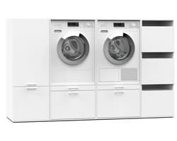 Washcab® Wasmachine Kast - Wasmachine Verhoger - Wasmachine Ombouw - Wit - Duo Set Low 5 - 120kg draagkracht - 5 jaar garantie