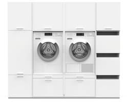 Washcab® Wasmachine Kast - Wasmachine Verhoger - Wasmachine Ombouw - Wit - Met lade - Duo Set High 5 — afbeelding 1