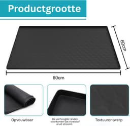 DnA® Lekbak Wasmachine - Lekbak - Anti Trillingsmat Wasmachine - Lekbak Wasmachine 60x60 x - Lekbak Wasmachine Universeel - Zwart - ‎60cm x 60cm x 2cm — thumbnail 2