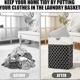 Opvouwbare wasmand van 72 liter met houten handgrepen (set van 1) - ideaal voor het opbergen van kleding - dekens en speelgoed. Perfect voor het organiseren van de slaapkamer - badkamer en woonkamer. — thumbnail 3