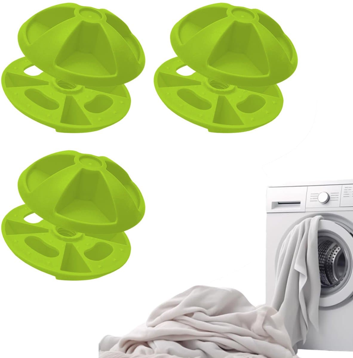 Anti-klitclips - 3 stuks - Herbruikbaar wasgoed - Voorkom dat dekens in de droger gaan draaien en wasmachine gaan draaien - voor dekens - dekbedovertrekken - kussenslopen - beddengoed - huishoudelijk gebruik - thuis - hotel - groen — afbeelding 1