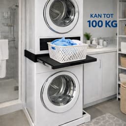 Vonia Tussenstuk Wasmachine Droger - Stapelkit Wasmachine Droger - Universeel - Uitschuifbare werkblad – Zwart — thumbnail 5
