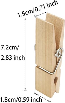 Grote Houten Wasknijpers - Set van 12 Stuks, 7,2 cm lang en 1,8 cm breed — thumbnail 5