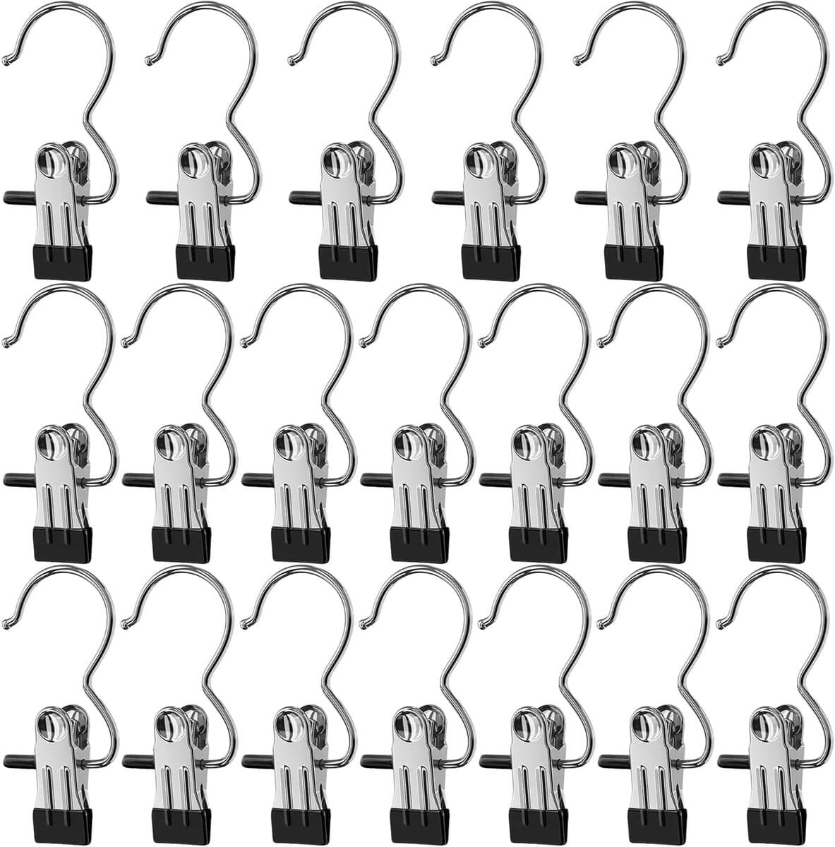 Multifunctionele Knijpers - Haken Kledingrek - Kleding Drogen - Roestvrij Staal - 12x23cm - 20 Stuks — afbeelding 1