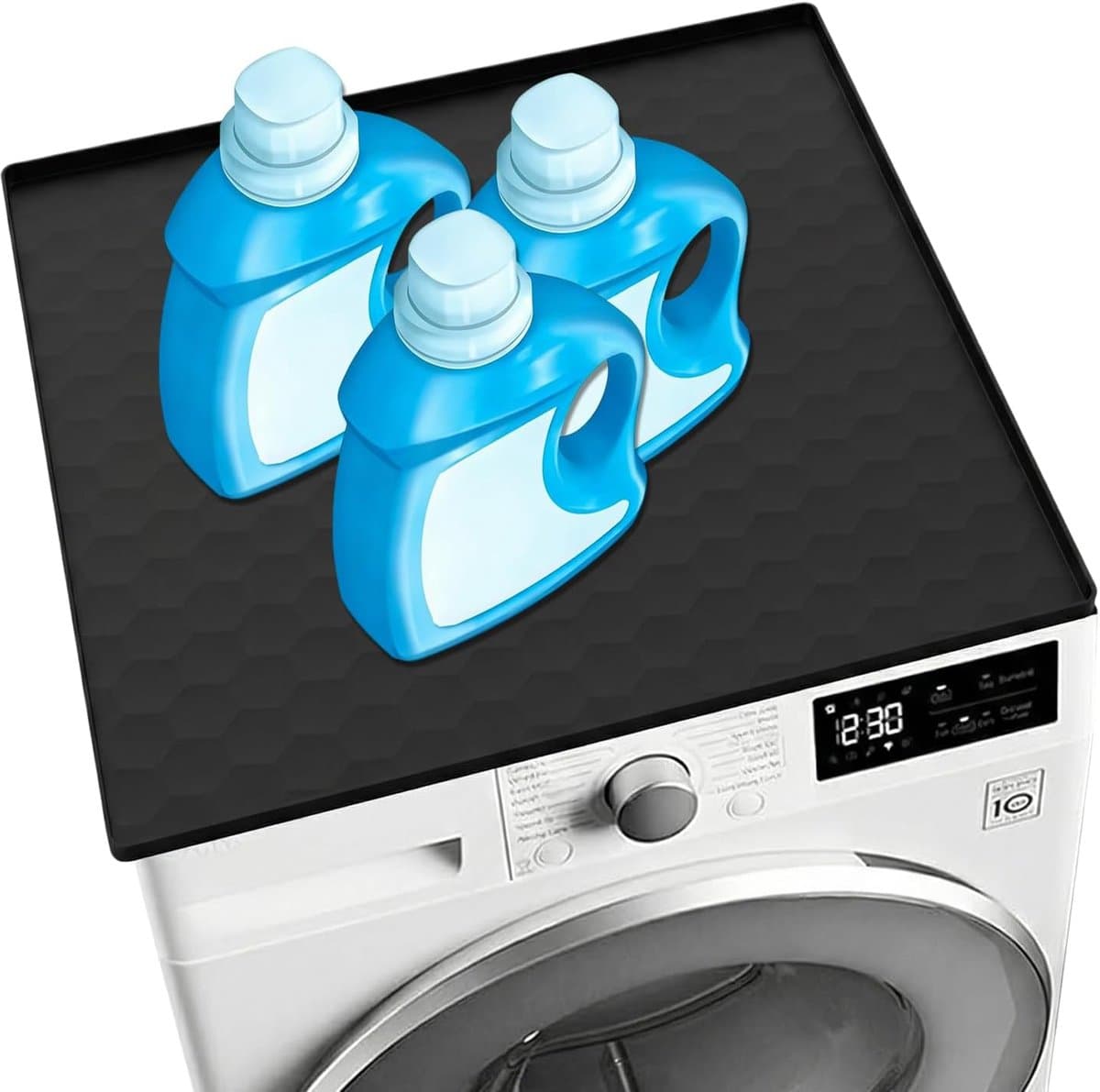 Afdekmat Wasmachine - Beschermhoes Droger - Huishoudelijk Gebruik - Waterdicht Antislip - 60 x 50 cm - Zwart — afbeelding 1