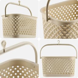 Wasknijper Mand - Klemhouder - Wassen Ophangen - Beweegbare Haak - 22.5x14.8x22.8cm - Beige — thumbnail 2