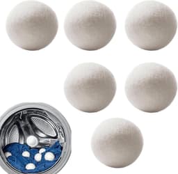 6 stuks - Wollen droogballen - 4cm - Wasdroger ballen - Droogballen - Wasbollen - Wasballen - herbruikbare - verkort de droogtijd - verminderen statische elektriciteit - voor thuis en in hotels - voor kleding, beddengoed en handdoeken - wit — thumbnail 1
