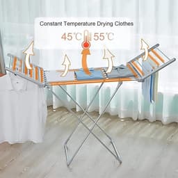 Elektrisch Droogrek - Opvouwbare Wasdroger - Binnen Drogen - Energiezuinig Verwarmd - 147x54x94 cm — thumbnail 4