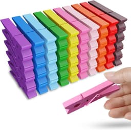 Wasknijpers-50 x knijpers van robuuste kunststof- kleurrijke sokkenklemmen- windbestendige klemmen voor binnen en buiten (veelkleurig/rechthoekig)-hout — thumbnail 1