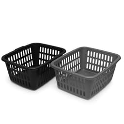 HL - Wasmand - Wasmanden - Set van 2 stuks - 35 Liter - Zwart en Grijs - Ventilerend Design - Kunststof - 52 x 37 x 21 cm — thumbnail 1