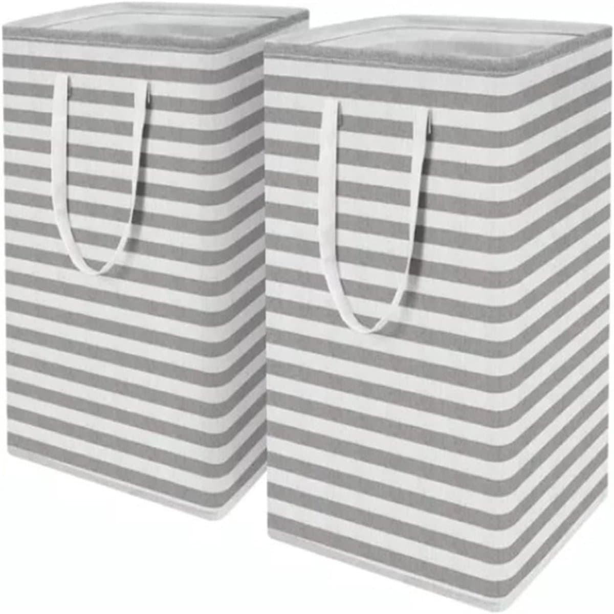 Peysaitr - Opvouwbare Wasmand - 75L Grote Capaciteit - Waterdicht Katoen-Linnen - Met Versterkte Lange Handvatten - 40x30x60cm - 2 Stuks — afbeelding 1
