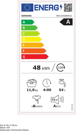 Samsung 6000 serie - Wasmachine WW11DG6B85LK - A klasse - Wit - Autodose - Stoom - AI Wash - AI Ecobubble - Spacemax — thumbnail 2