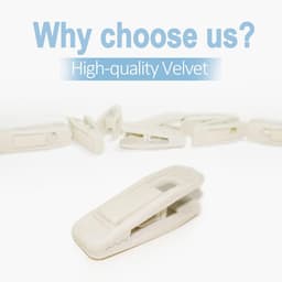 Fluwelen hangerclips voor fluwelen hangers - 20 stuks beige antislip fluwelen clip voor rokkenhangers, sterke vlokkenclips geschikt voor ivoorkleurige fluwelen hangers — thumbnail 4