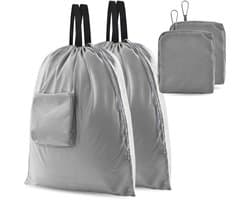 2-Stuks Reiswaszak - Reistas voor vuile was - Opvouwbare reiswaszak - Opbergtas - Draagbare kleine waszak - 51*57cm - Met trekkoordsluiting - Geschikt voor koffers, thuis, kamperen en reizen - Grijs — afbeelding 1