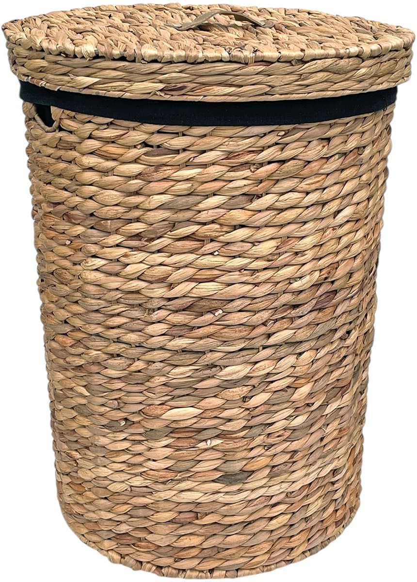 Lavandoux - Wasmand met Deksel - Waterhyacint - Naturel - L: Ø42 x H60 cm — afbeelding 1