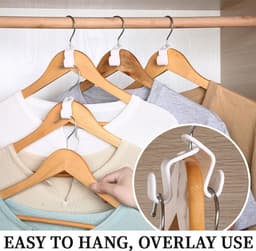 50 ruimtebesparende hangerhaken, kunststof hangerhaken, hangerverbindingshaken voor stropdassenrek en garderobekastorganizer (wit) — thumbnail 2