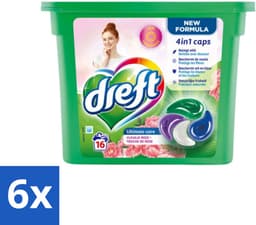 6 x Dreft - Nieuwe Formule - Wasmiddelcapsules 4in1 - Witte en Gekleurde Was - Vleugje Roze - 16 Wasbeurten - Wasmiddelcapsules - Wascapsules - Wasmiddel - Waspoeder - Kleurbescherming — thumbnail 1