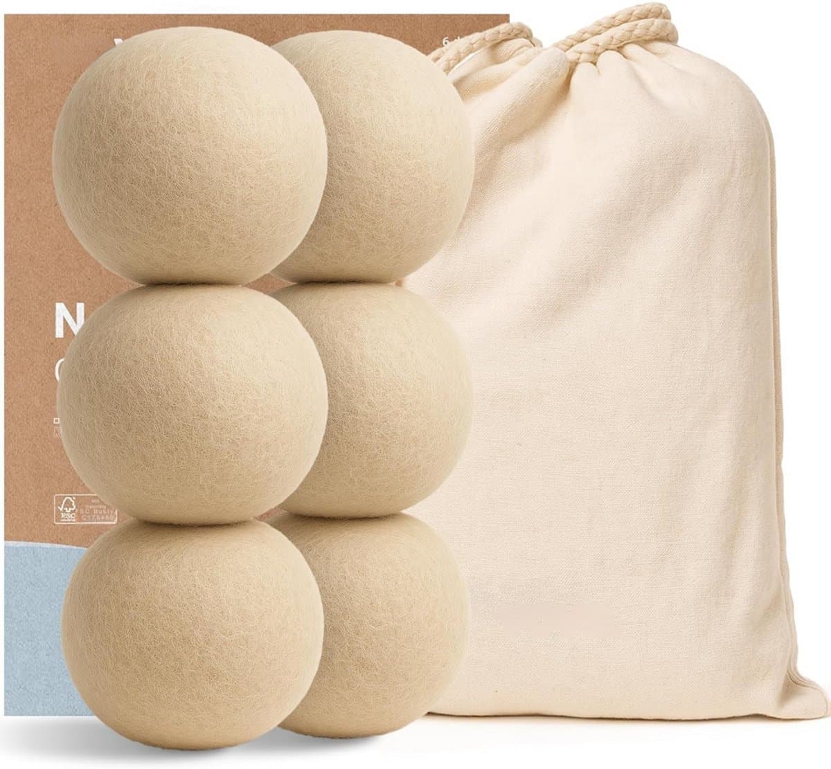 Goodivery® - Droogballen - Aroma Diffuser - Wol Drogerballen - Pakket van 4 & Etherische Oliemix - 5x Meer Absorberend dan Wol - 27x17x9cm - Crème — afbeelding 1
