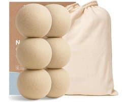 Goodivery® - Droogballen - Aroma Diffuser - Wol Drogerballen - Pakket van 4 & Etherische Oliemix - 5x Meer Absorberend dan Wol - 27x17x9cm - Crème