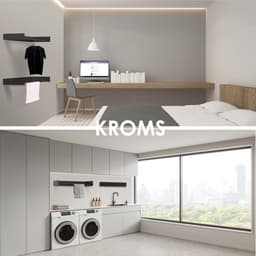 KROMS Full Color Zwart 100cm Wanddroogrek - 6m Drooglengte - Incl. Boormal - Droogrek Inklapbaar - Wasrek Hangend - Uitklapbaar - Muur - Ophangbaar — thumbnail 3