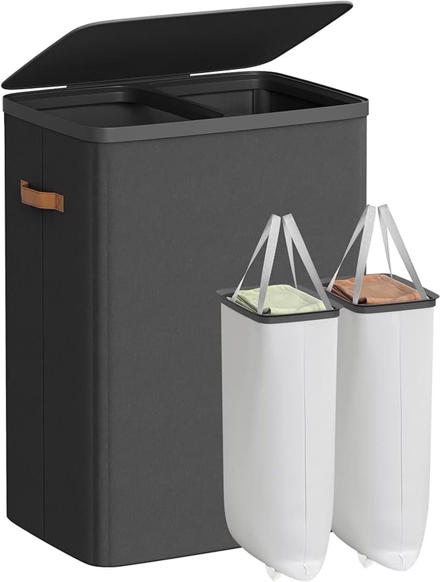 SONGMICS Wasmand met twee compartimenten - 170 liter - hoogte 75 cm - uitneembare binnenzakken - LCB813B01 — afbeelding 1