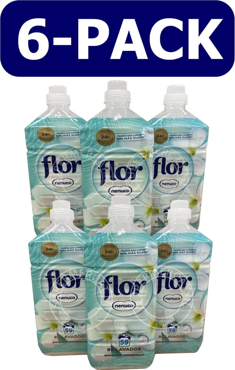 Nenuco Wasverzachter Flor 6-Pack - Inhoud per flacon 1050ml - Circa 59 x wassen per flacon — afbeelding 1