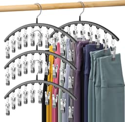 4-stuks Droogrek voor kleding met clips - Antislip droogrek van roestvrij staal - Multifunctioneel droogrek voor baby's - Droogrek voor sokken met meerdere clips - Geschikt voor het ophangen van kleding, opbergen van sokken en panty's - Zwart — thumbnail 1