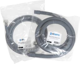 2,5m Dparts aanvoerslang en afvoerslang verlengset - 19 x 21 mm - 3/4" - wasmachine en vaatwasser afvoer en toevoer slang verlengen - waterslang verlengslang - wasmachineslang koppelstuk met slangklemmen — thumbnail 2