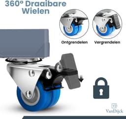 VanDijck Wasmachine Verhoger - 8 Wielen - Verstelbaar 56-91 cm - Max 400 kg — thumbnail 2
