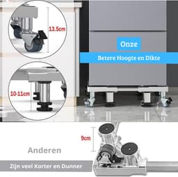Wasmachine Verhoger – Wasmachine Kast – Verstelbaar - Verhoger voor Wasmachine, Droger, Koelkast, Vriezer – Onderstel – Stevig en Stabiel – 4 Wielen & 4 Poten – 500kg Belastbaar – Opbouwmeubel — thumbnail 3