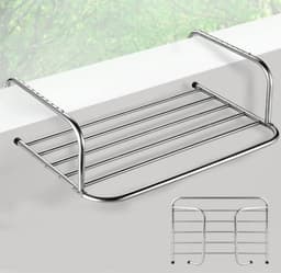 Opvouwbaar droogrek voor kleding - Multifunctioneel voor achter deuren, trappen of balkons - Telescopische droogstok voor kleding - Kledingrek - Roestvrij staal - 40 x 37,5 x 19 cm — thumbnail 5