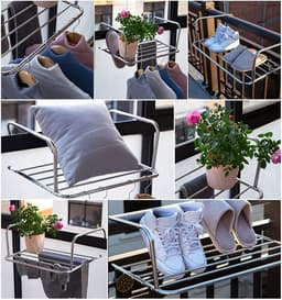 Opvouwbaar droogrek voor kleding - Multifunctioneel voor achter deuren, trappen of balkons - Telescopische droogstok voor kleding - Kledingrek - Roestvrij staal - 40 x 37,5 x 19 cm — thumbnail 4
