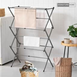 Signature Home Vigo Droogrek - wasrek inklapbaar - 3 Tier - Wasrek uitschuifbare - Metalen - Wasserij Droogrekken - Donker Grijs- 44-76cm — thumbnail 5