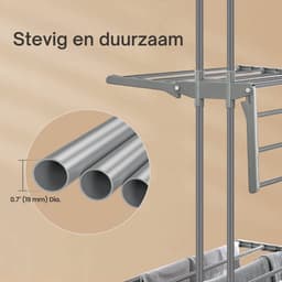 MAZAZU - Wasrek - Droogrek - Staand droogrek inklapbaar - Droogtoren met wieltjes - ‎50x76x172 — thumbnail 3